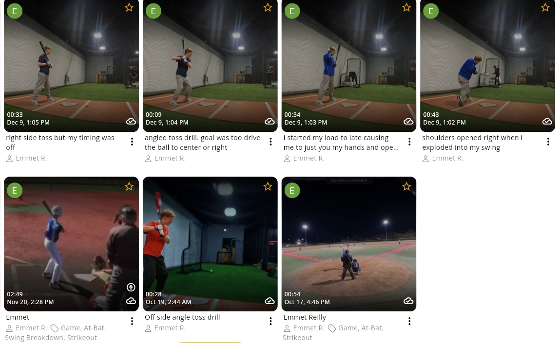 Emmet's Onform video breakdowns with his own notes on what he was doing wrong in his swing