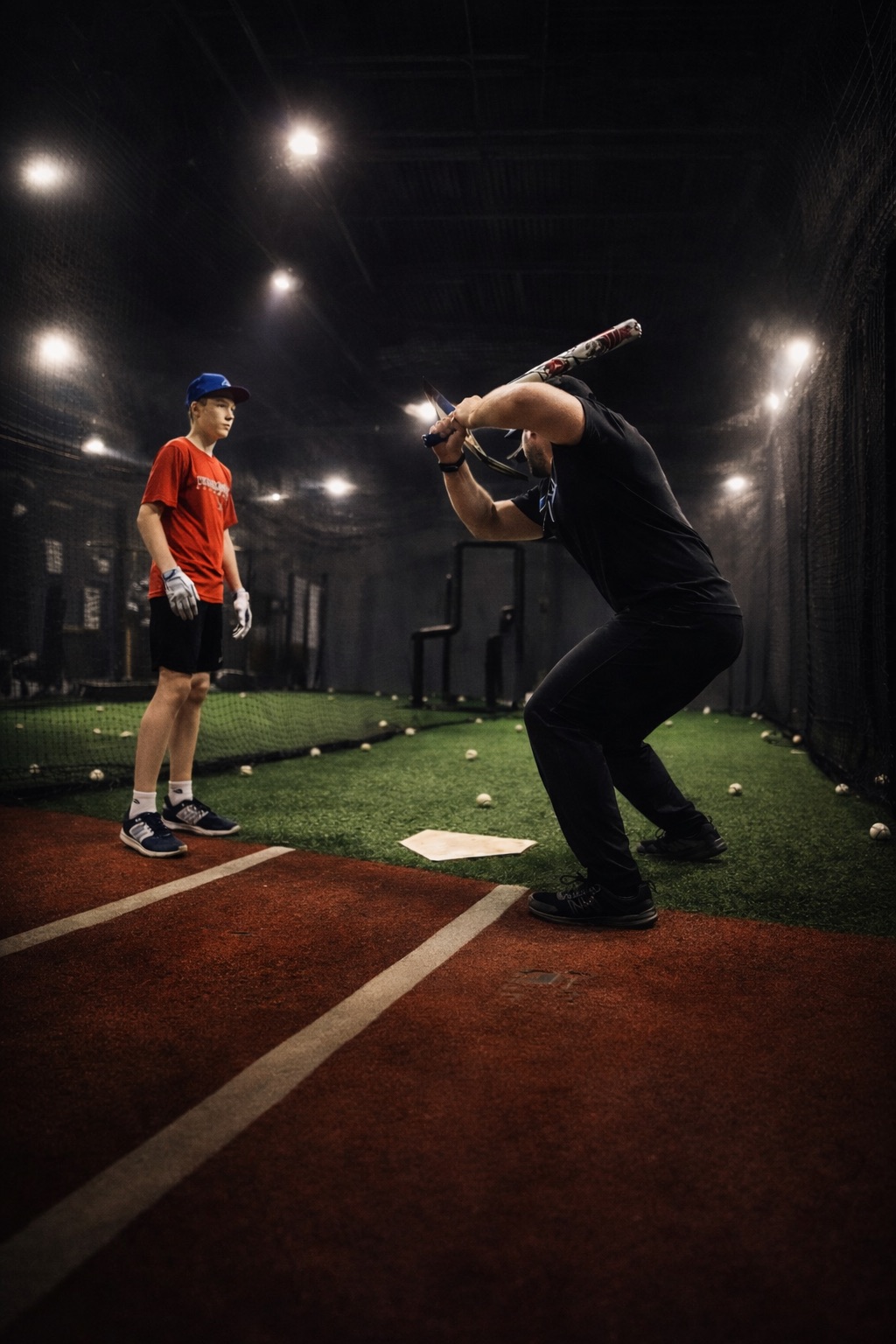 Live cage instruction with Coach Steve during a private hitting lesson